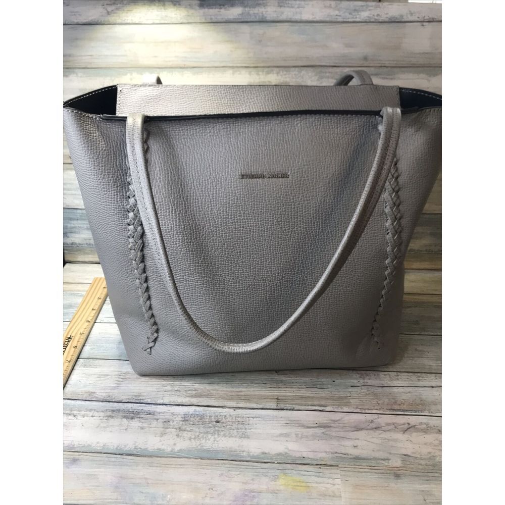Etienne Aigner Stella Large Thick Gray Leather Shopper Tote Shoulder Bag